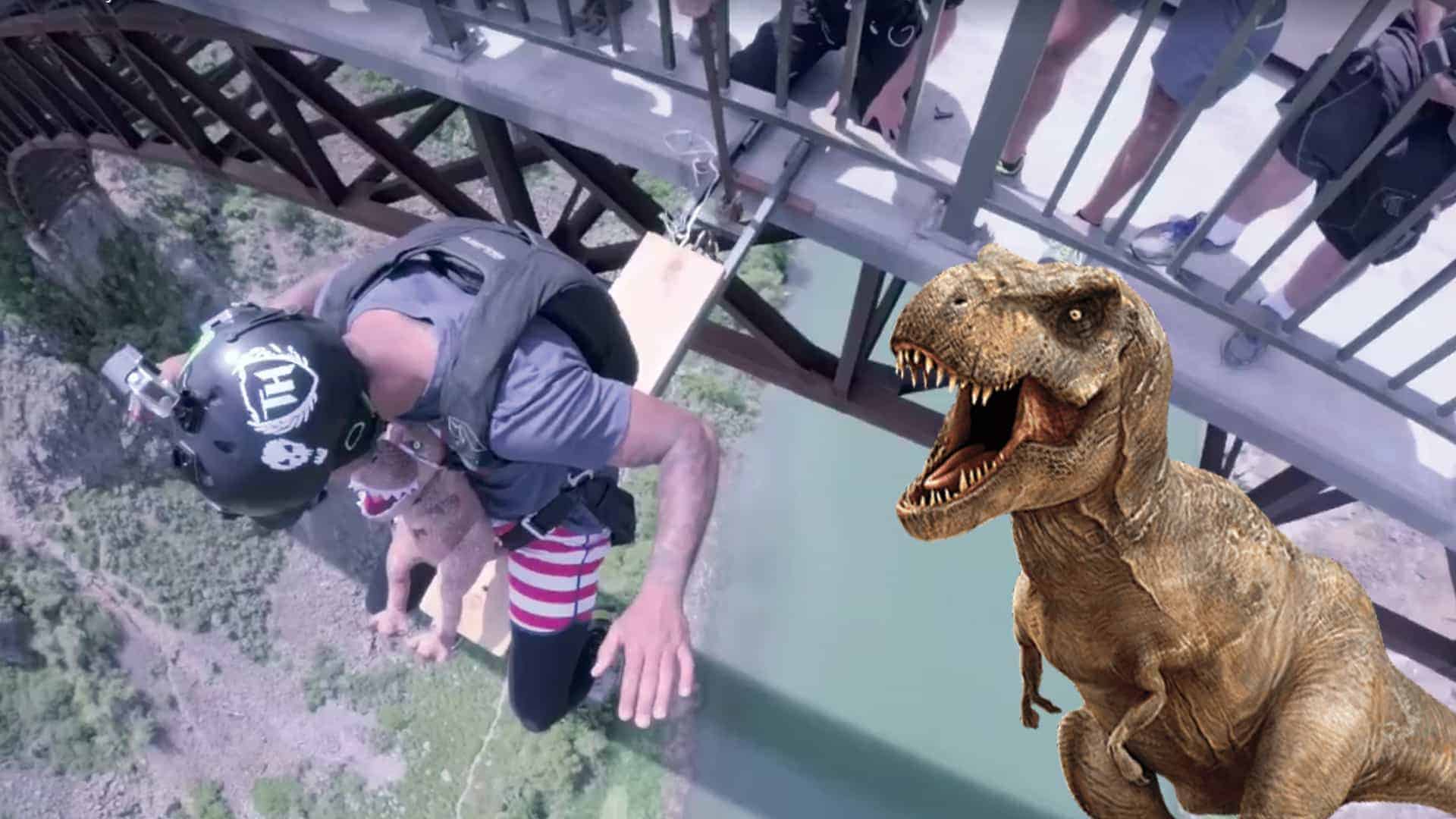 Mini T-Rex Goes BASE Jumping | TEEM