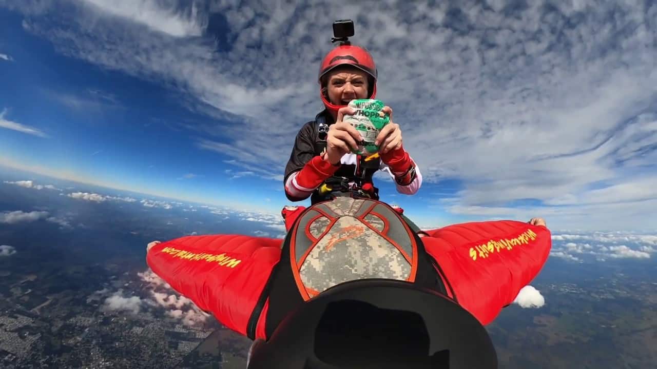 Skydiver Eats Burger On Wingsuit Rodeo Ride | TEEM